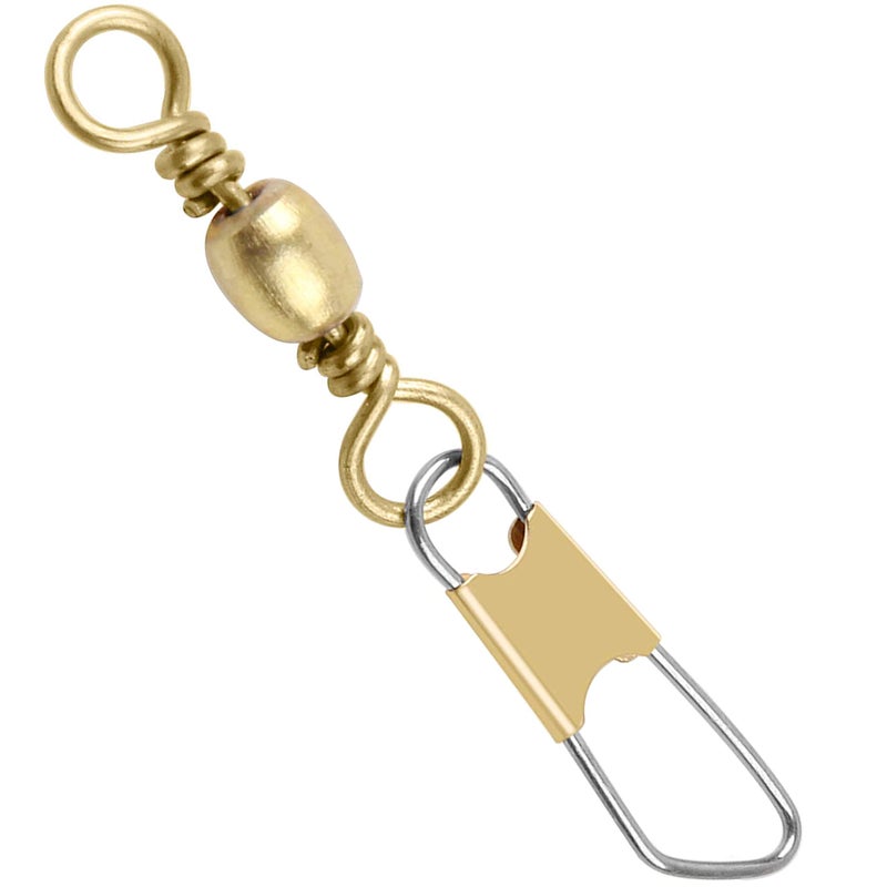 Shaddock Fishing Fishing Barrel Swivels Snaps, 100pcs Snap Swivels Fishing Tackle Leader Line Lure Connector Accessories High Strength Solid Rings for Saltwater Freshwater, Gold, 4# - Image 1